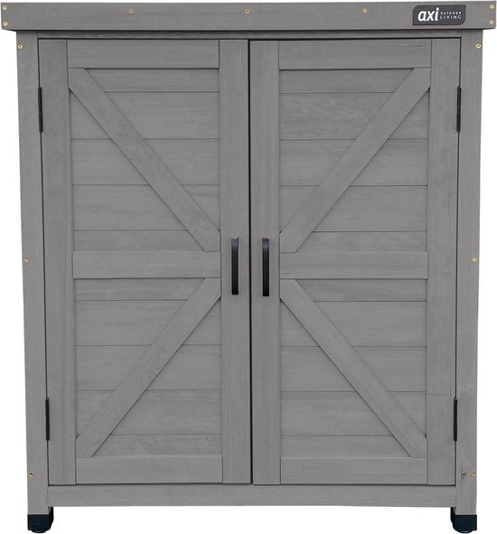 AXI Felix houten opbergkast – Tuinkast van FSC Hout - Magnetisch sluitsysteem - Verstelbare poten - 80x45x93cm - Warm Grijs