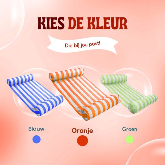 Travelly - Luxe Waterhangmat - Hangmat - Luchtbed - Luchtmatras Zwembad - Waterspeelgoed - Water hangmat - Oranje