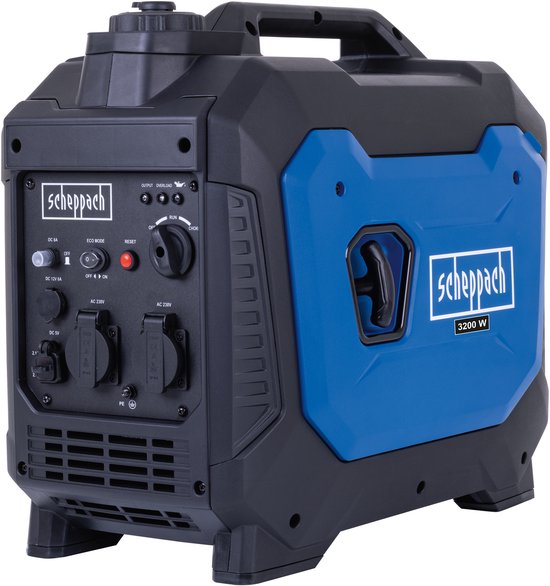 Scheppach Generator Benzine SG3500i - 3500W - Inverter Generator - 4,8pk - Aggregaat met 2x 230V, 1x 12V & 2xUSB-poorten - Benzine stroomgenerator