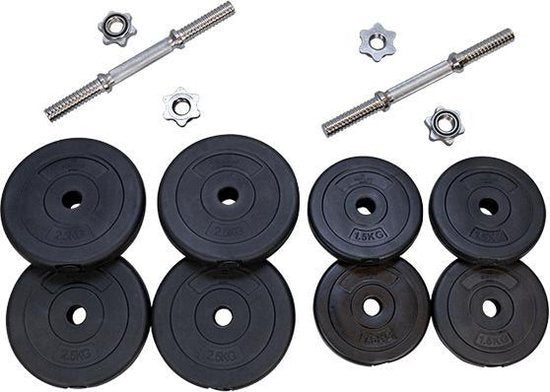 Matchu Sports - Dumbbell set - Verstelbare Dumbells - Halterset - Gewichten - 2 x 10 kg - Set van 2 stuks - Zwart