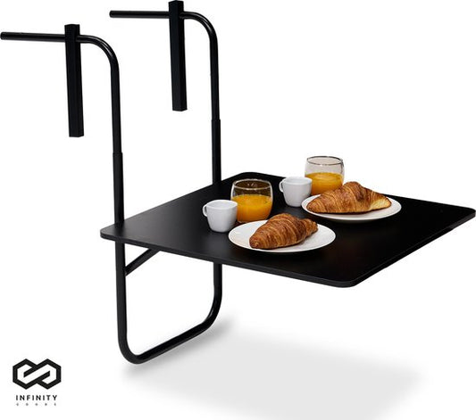 Infinity Goods Balkontafel - Inklapbaar - 60 x 60 CM - Verstelbaar - Hangend - Zwart