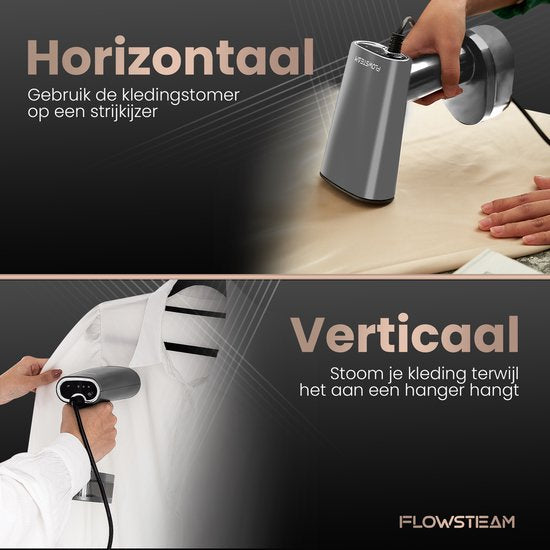FLOWSTEAM® Luxe Kledingstomer - Handstomer - Stoomapparaat Kleding - Matte Gray Edition