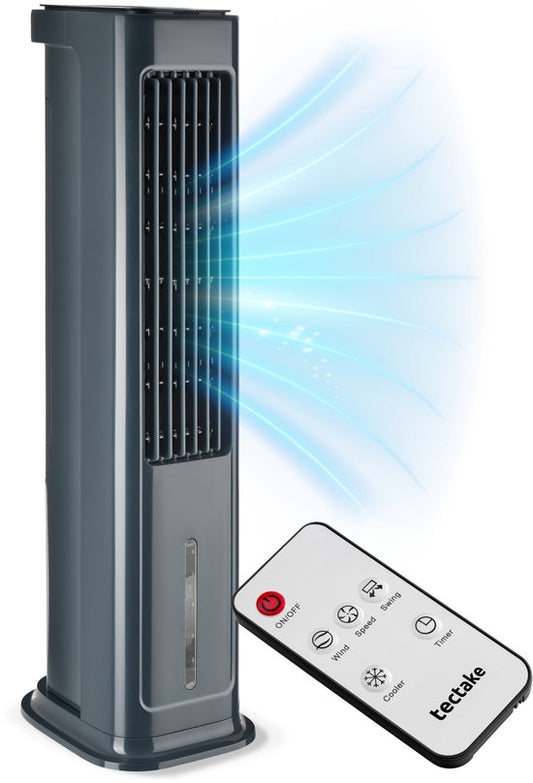 tectake® 4-in-1 Luchtkoeler Alaska - 5L Watertank - 3 Standen - Aircooler - Airco met Zwenkfunctie - Timer - Afstandsbediening - Koelelementen - Luchtbevochtiger - Ventilator - Luchtreiniger - Antraciet