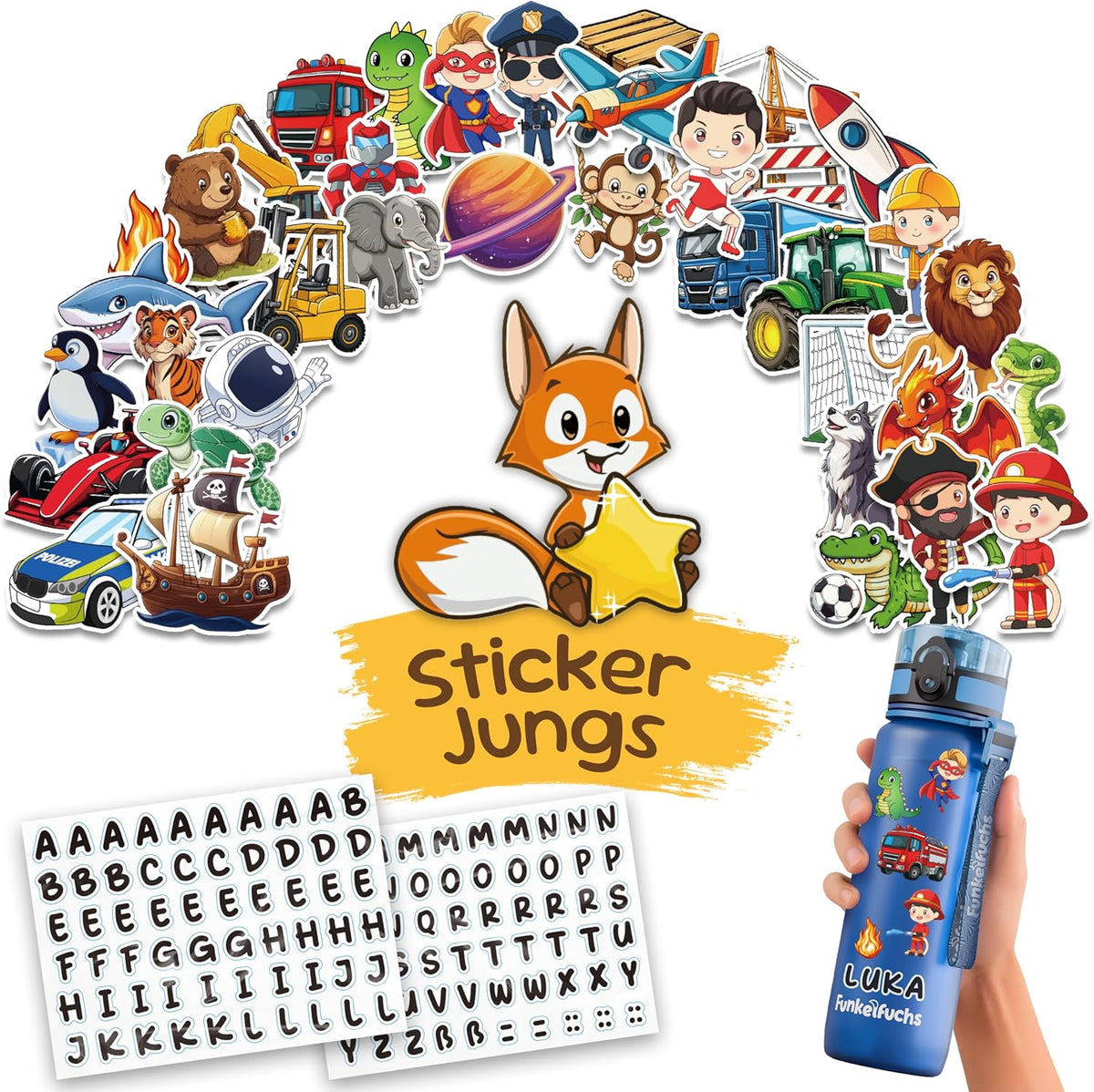 Funkelfuchs stickerset - jongens - 6 vellen