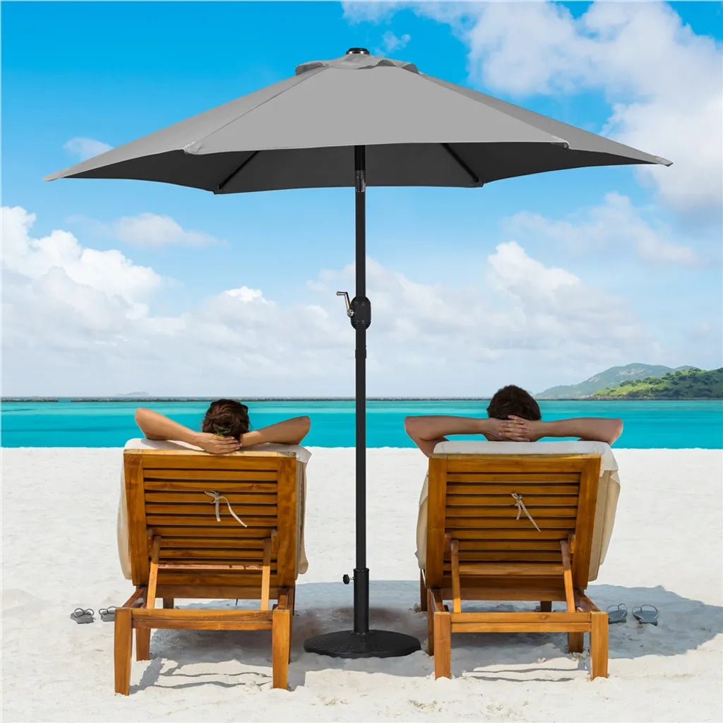 Yaheetech Parasol Ø 230 cm - Grijs - Kantelbare Tuinparasol met Slinger en Windventilatie