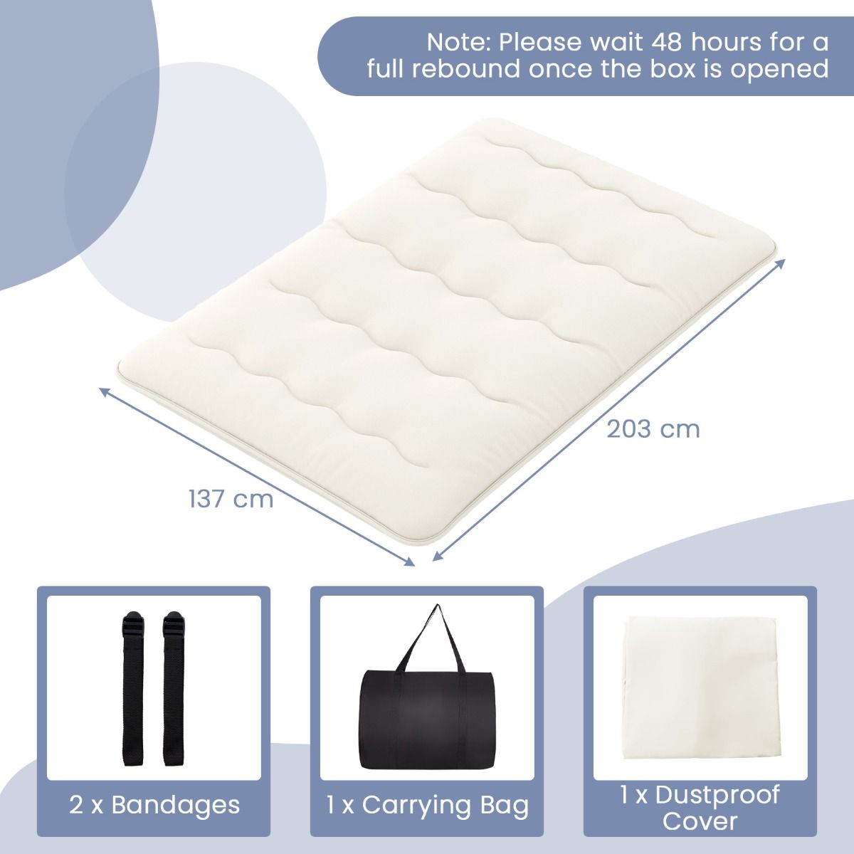 Coast Futonmatras - Opvouwbare vloer- en slaapmat - Wasbare hoes - Beige/Blauw/Bruine beer