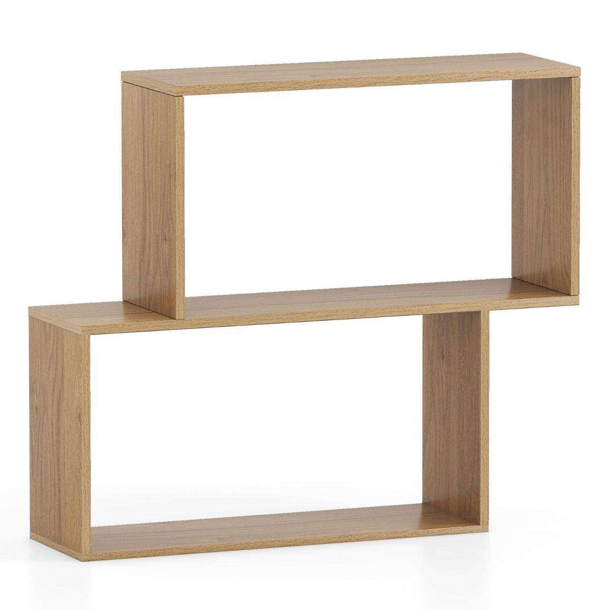 Coast Boekenrek - 3-laags geometrisch ontwerp - 2 kubusvormige vakken - naturel hout