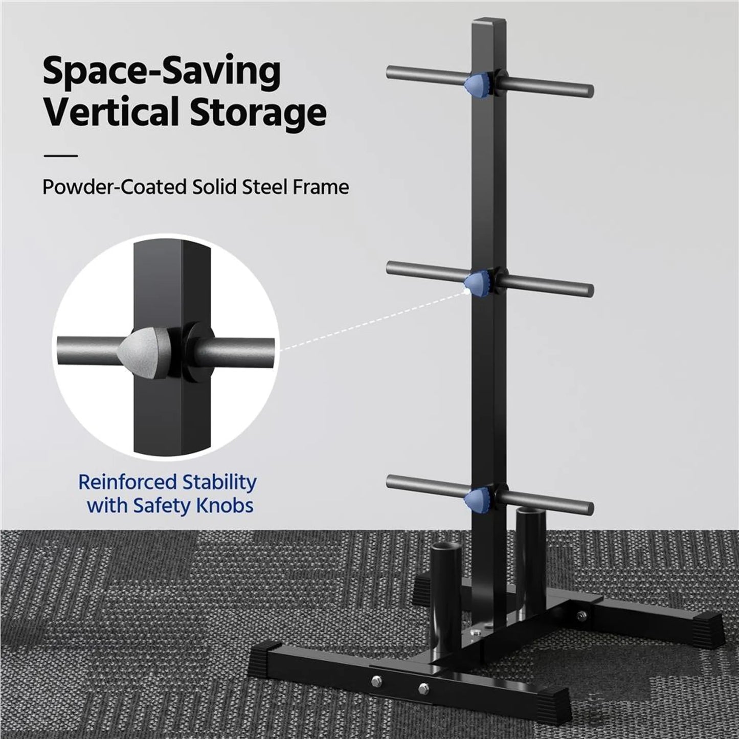 Yaheetech Halterrek 68,5 x 61 x 113 cm - Zwart - 400 kg - 6 Schijfhouders - 2 Halterhouders