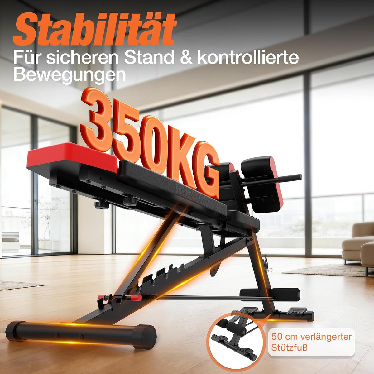 DH FitLife Halterbank 6-in-1 - Verstelbare Rugleuning - Hyperextension & Nordic Curl - Tot 350 kg - 163 x 50 x 130 cm - Zwart