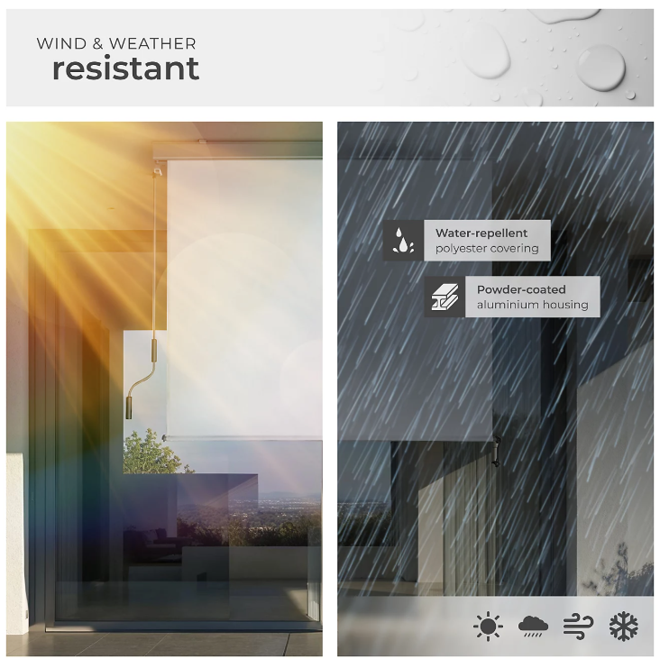 tectake Verticale Luifel Eloise – Uitschuifbaar – 120 x 250 cm – Lichtgrijs