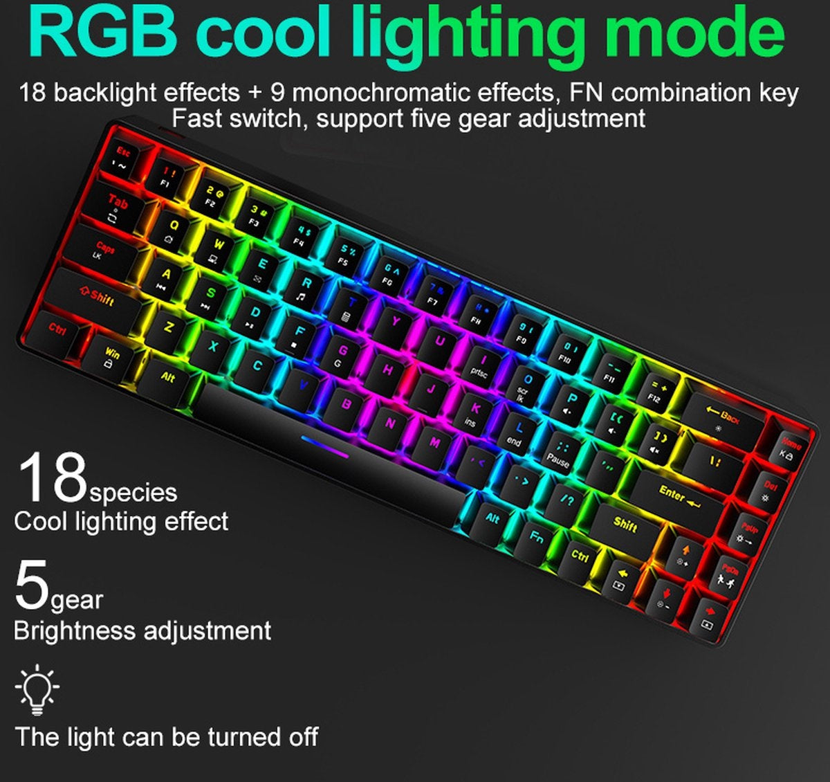 ZIYOU LANG T8 RGB Mechanisch 68Keys gaming toetsenbord - Windows/Mac game toetsenbord - Blue Switch - Mechanical Keyboard - Pink