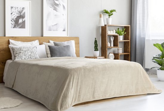 H&C Luxe Plaid 240x220 - Groot Deken - Extra Zacht - Beige