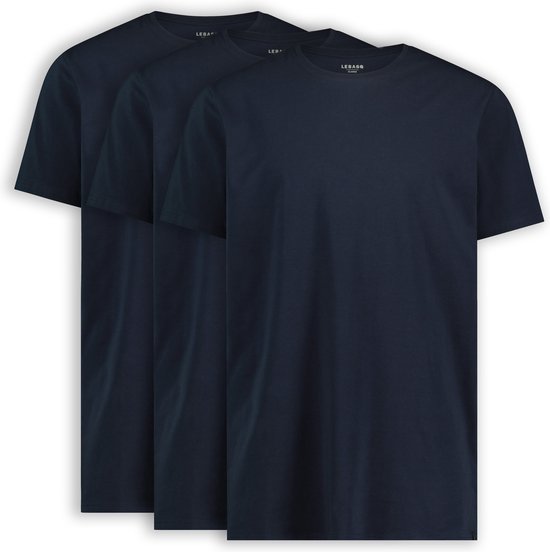 LEBASQ - Miles' T-shirt voor heren - 3 pack - met Ronde hals - Extra lang - Geschikt als Ondershirt - Blauw - M - Katoen