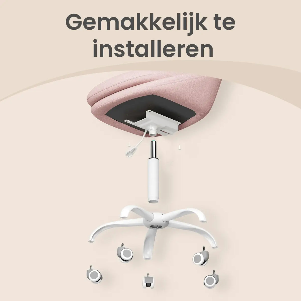 JOYFURNOS Draaibare Bureaustoel - In Hoogte Verstelbaar - Roze