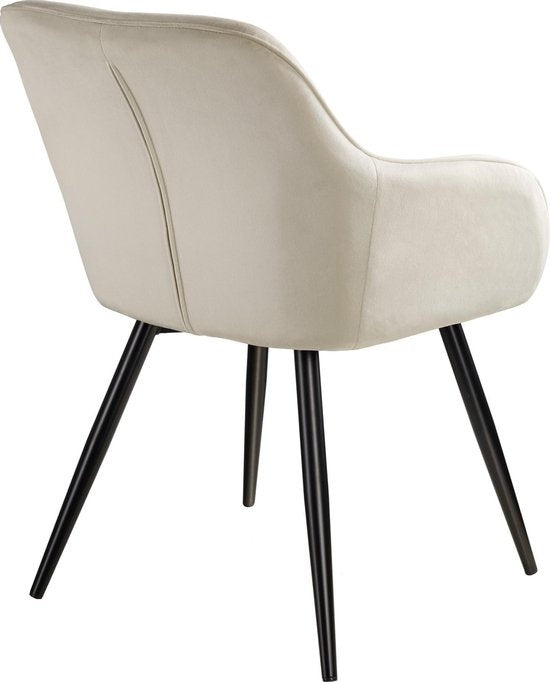 tectake® - Stoel - eetkamerstoel - Marilyn fluweellook zwart/crème - 403662