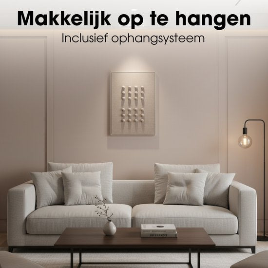 Mica Decorations Wanddecoratie - Wandpaneel Abstracte Kunst 60 x 40 x 3 cm - Woondecoratie voor Woonkamer of Slaapkamer - Donkerbruin
