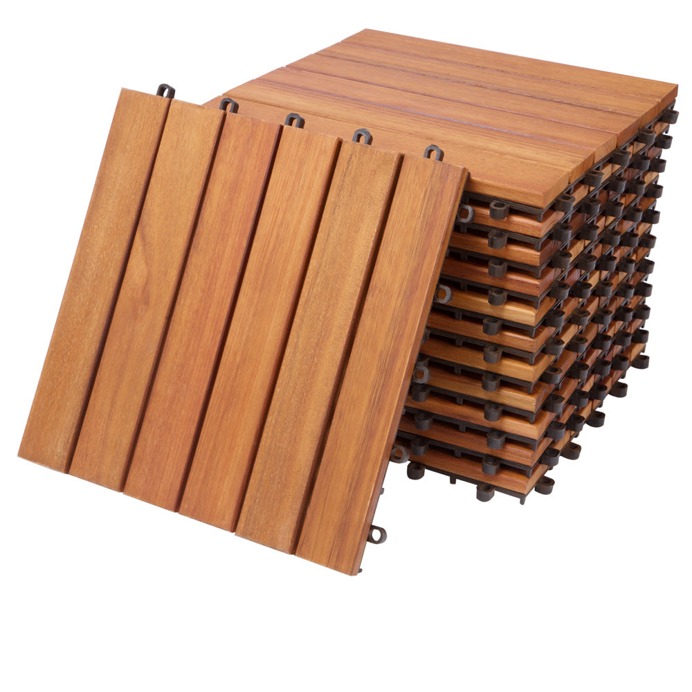Casaria Acacia houten tegelset van 11 stuks, 30x30cm