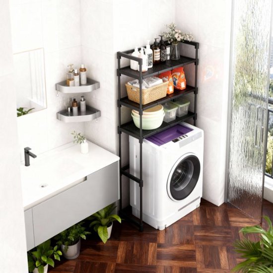 Nexxt Wasmachinerek met Opbergruimte en Haken - 72 x 26 x 162 cm