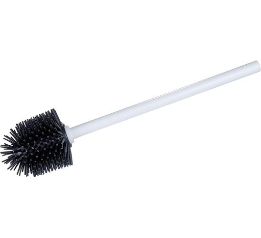 Siliconen toiletborstel, gebruikte borstel voor toiletsets met antibacterieel staal en aantoonbare borstelkop van siliconen voor hygiënische reiniging van het toilet, (B x D x H): Ø 7,5 x 35 cm, wit