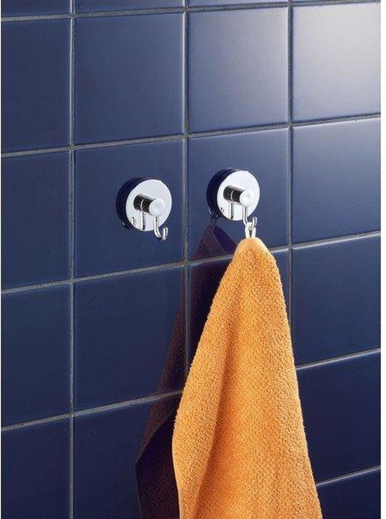 WENKO Vacuum-Loc Handdoekhaken 2 Stuks chroom - Wandhaak - Handdoekhouder - Handdoekhaakjes - Bevestigen zonder boren