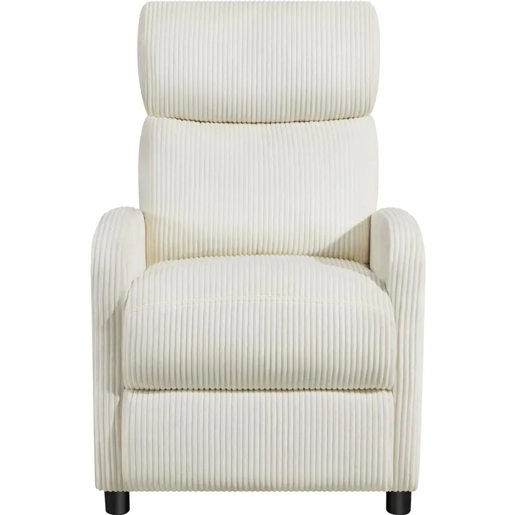 Yaheetech Relaxstoel van Cordstof met Verstelbare Voetsteun - Beige - 61,5 x 87 x 99 cm - Max. 120 kg