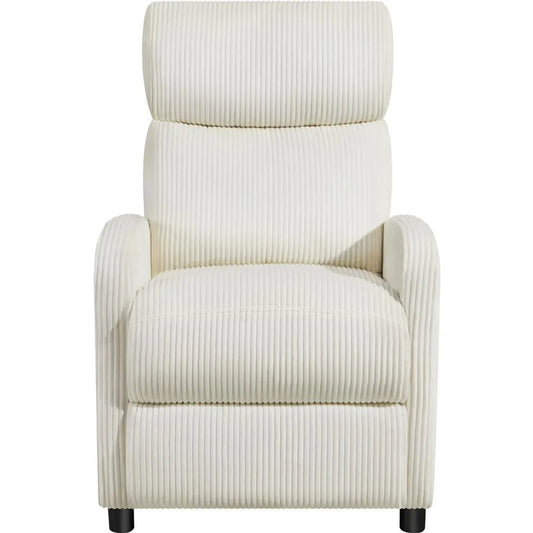 Yaheetech Relaxstoel van Cordstof met Verstelbare Voetsteun - Beige - 61,5 x 87 x 99 cm - Max. 120 kg