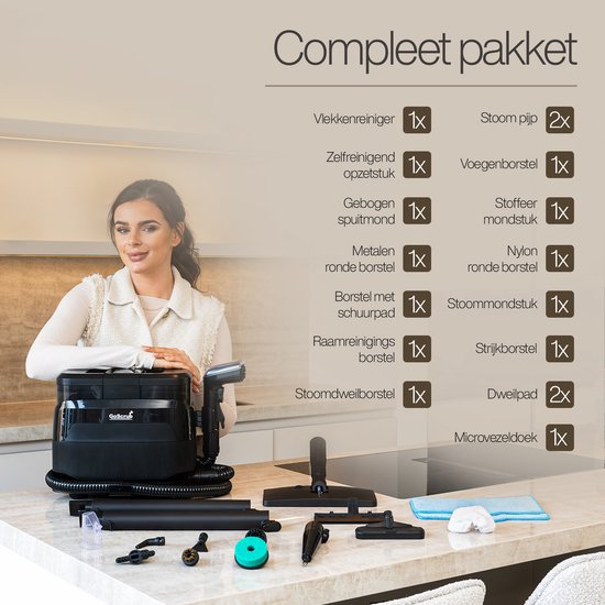 GoScrub® 3-in-1 Tapijtreiniger PRO met Vloermop - Stoomreiniger en Vlekkenreiniger Bank & Tapijt – 100° Stoom – Bankreiniger – Meubelreiniger - Zetelreiniger