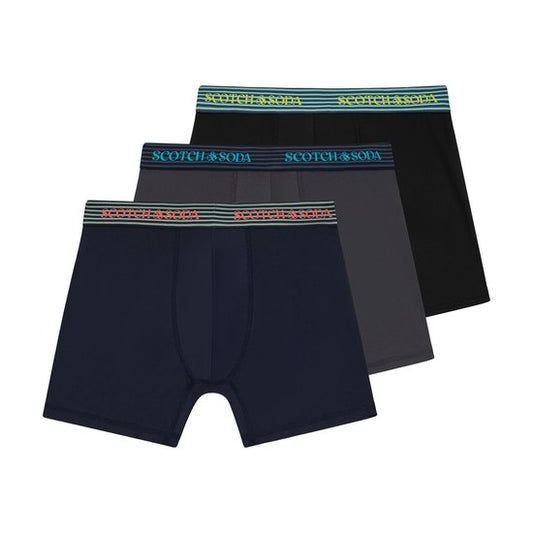 Scotch & Soda Active Stretch Boxer Briefs – Heren – Navy/Grijs/Zwart – 3-pack – Performance Fit Maat M