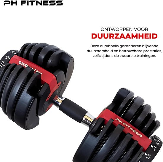 DH FitLife 2026 verstelbare dumbbell set - 2,5 tot 25 kg - 18 gewichtsstanden
