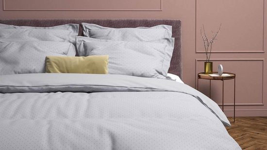 Heckettlane Dekbedovertrek Punto - Bedlinnen met Stippen - 260x200-220 cm - Lits-Jumeaux XL - Grijs - Dekbedovertrek van 100% Katoen-Satijn