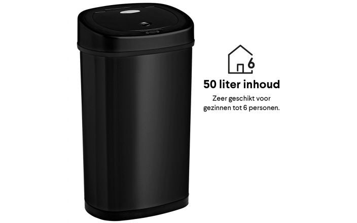 Homra FONIX Prullenbak met Sensor Zwart 50 liter - Automatische Soft Close Deksel - 50L - Zwarte Afvalemmer - Infrarood Sensor - Vuilnisbak met Elektrische Deksel - Sensorbediening - Vingerafdrukvrij - Vuilafstotend - Zwarte Keuken en Kantoor Vuilbak