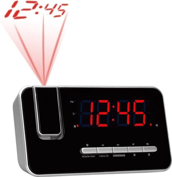 Denver Wekkerradio met Projectie - Digitale wekker - FM Radio - Dubbel Alarm - CRP618 - Zwart
