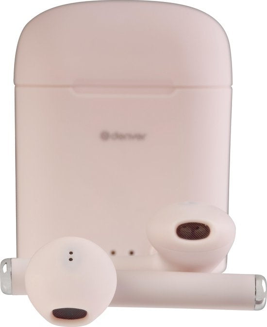Denver TWE-46 - Earbuds - Wireless - Draadloos Oordopjes - Bluetooth - met oplaad case - handsfree - sporten - headset - In-ear - Bluetooth 5.0 - Roze