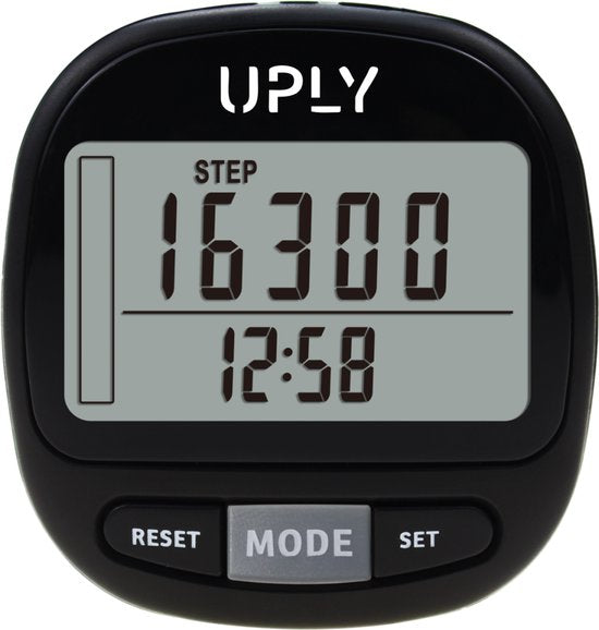 Uply Stappenteller met Clip & Draagkoord – 3D Sensor – Broekzak Pedometer – Inclusief Batterij – Zwart