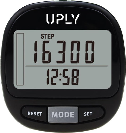 Uply Stappenteller met Clip & Draagkoord – 3D Sensor – Broekzak Pedometer – Inclusief Batterij – Zwart