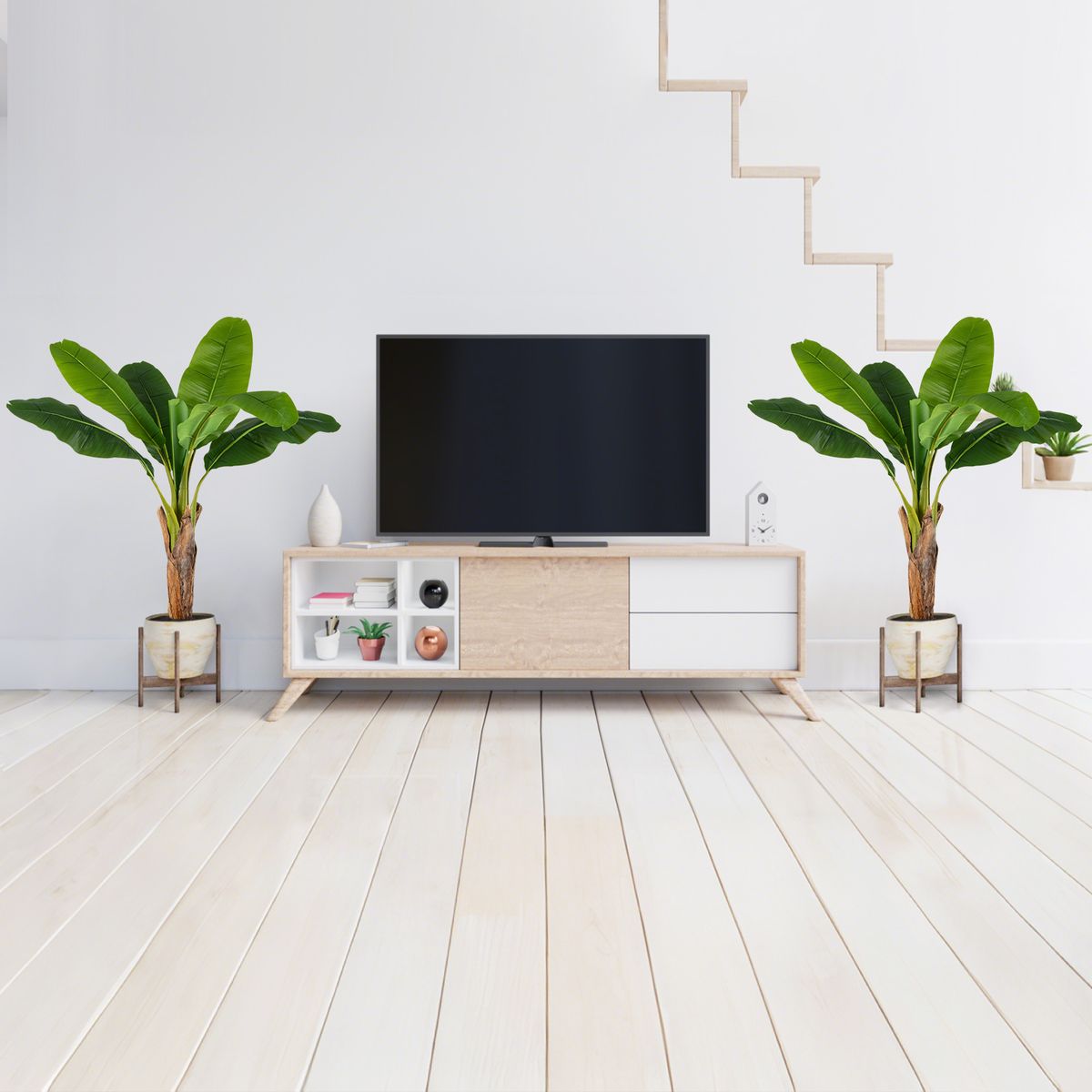 Coast Kunstplant Set - Tropische Palm en Paradijsvogelplant - 2 stuks - 107 cm - Groen
