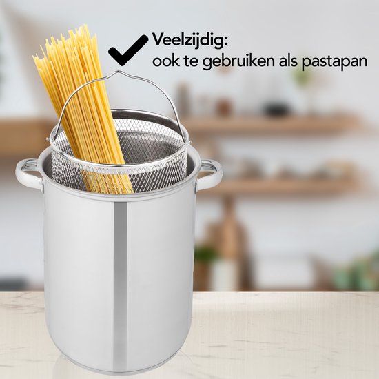 Aviro Aspergepan - Pastapan - Ø 16.5 cm - 23cm hoog - 4,2L - Multifunctioneel - Geschikt Voor Alle Warmtebronnen - RVS