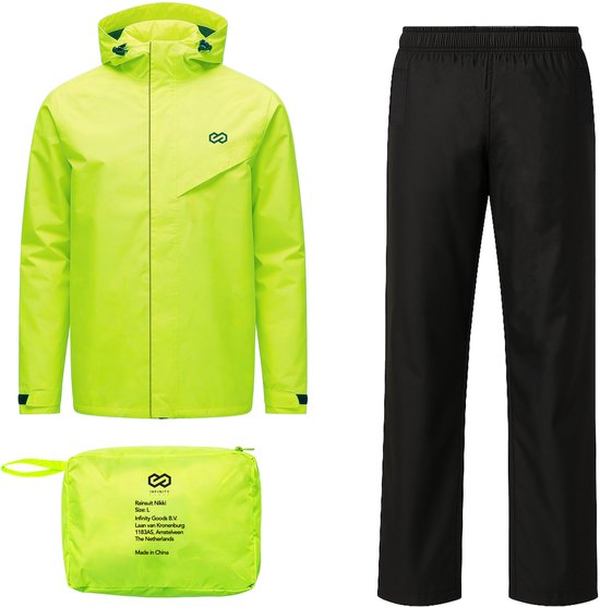 Infinity Goods Regenpak Nikki - Dames & Heren - Maat XXXL - Waterdicht & Ademend - Reflecterend - Fluo Geel