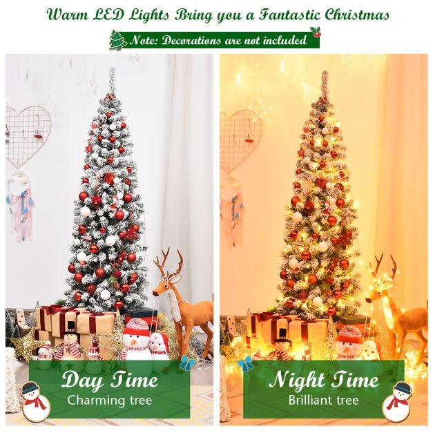 Coast Kunstkerstboom met 250 LED - 180 cm - Besneeuwd - Potloodvorm