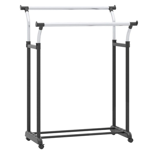 Coast Rolbaar Kledingrek Dubbele Stang - Verstelbaar 106-175 cm - Zwart-Zilver