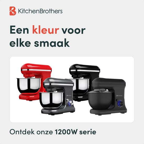 KitchenBrothers Keukenrobot - 5L - Mixer met Mengkom - 1200W - Matzwart
