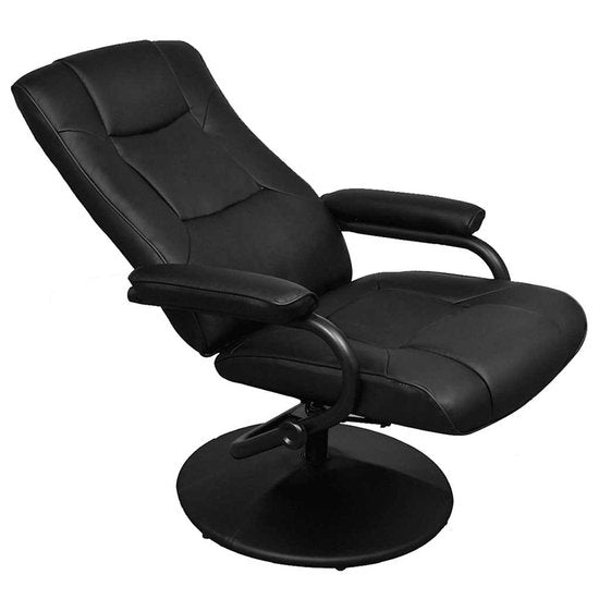 vidaXL - Tv-fauteuil - met - voetenbankje - kunstleer - zwart