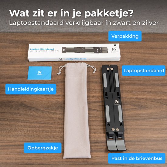 Nuvance Laptop Standaard - Laptop Stand - Verstelbaar – tm 17 Inch – Tablet Standaard – Laptop Houder - Verhoger