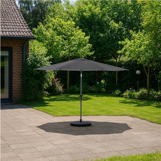 LifeGoods Parasol - Tuin - Ø270 cm - 30° Kantelbaar - Waterdicht - Donkergrijs