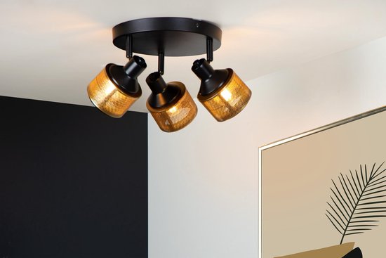 Lucide RAFA - Plafondspot (Plafondlamp) - Ø 35 cm - 3xE14 - Zwart