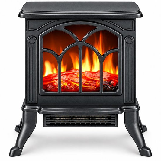 alpina Sfeerhaard Elektrisch - Elektrische Kachel Sfeerhaard - Haard met Realistisch Vlambeeld - Instelbare Thermostaat - Oververhittingsbeveiliging - 1500W - Zwart - 39x25x54cm