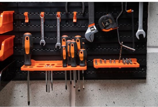BLACK+DECKER Gereedschapsbord met Opbergbakjes en Hangers - 98 x 23 x 43 CM - 43 Onderdelen - Gereedschapswand