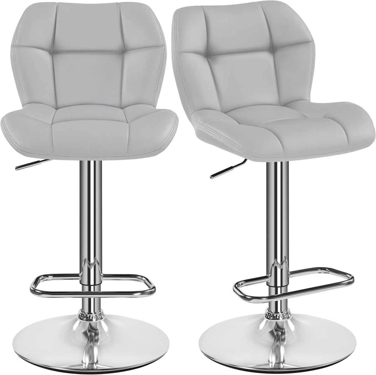 Yaheetech Barstoelen Set van 2 - Verstelbare Zithoogte 62,5-84,5 cm - Kunstleer