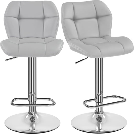 Yaheetech Barstoelen Set van 2 - Verstelbare Zithoogte 62,5-84,5 cm - Kunstleer