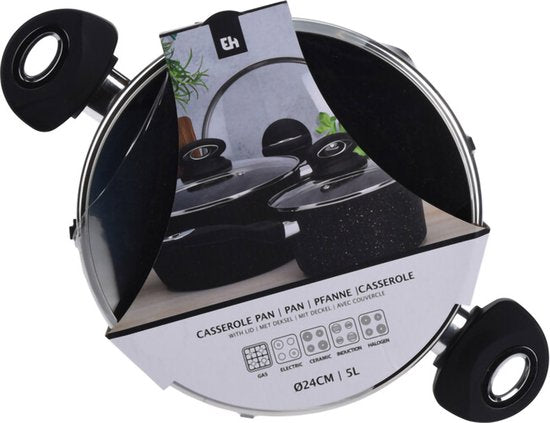 Excellent Houseware Braadpan met deksel 24 cm gesmeed aluminium